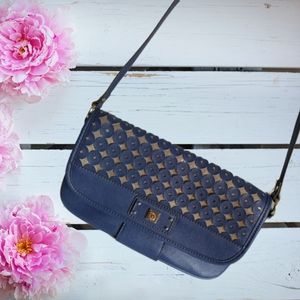 💥 ANNE KLEIN Navy Gold Shoulder Bag Purse